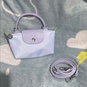 Longchamp Le Pliage Canvas Hangbag Light Purple Cosmetic Bag